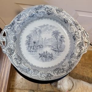 Large Antique 1850s R Hammersley Staffordshire Serving Dish in Rhine Pat…